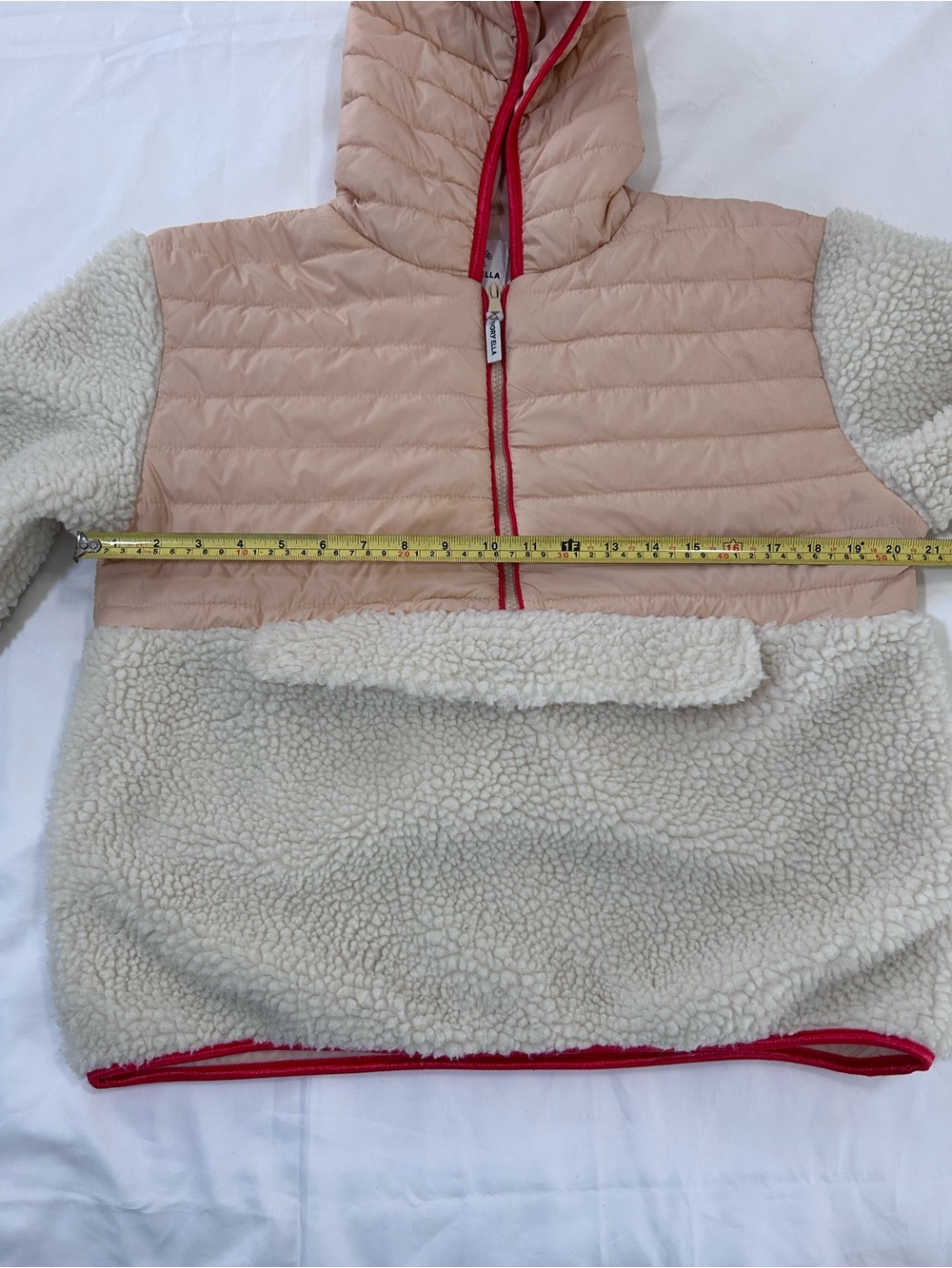 Ivory Ella Claire Mixed Media Sherpa Pullover Jacket. S - Picture 15 of 16